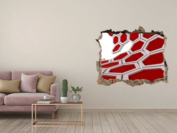 Pegatina de vinilo agujero 3d para pared Laberinto rojo en hormigón
