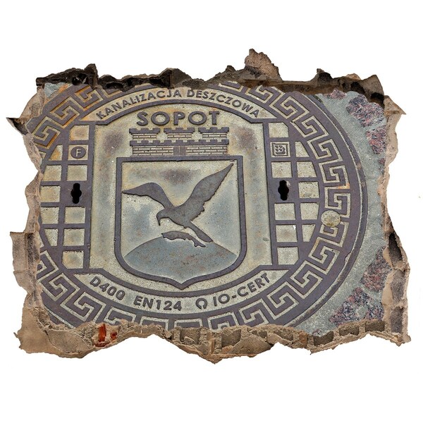 Pegatina agujero en la pared autoadhesiva Sopot – Cubierta del alcantarillado municipal