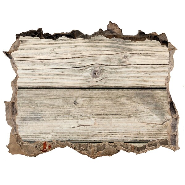 Pegatina de vinilo agujero 3d para pared Una tabla de madera en un agujero en la pared