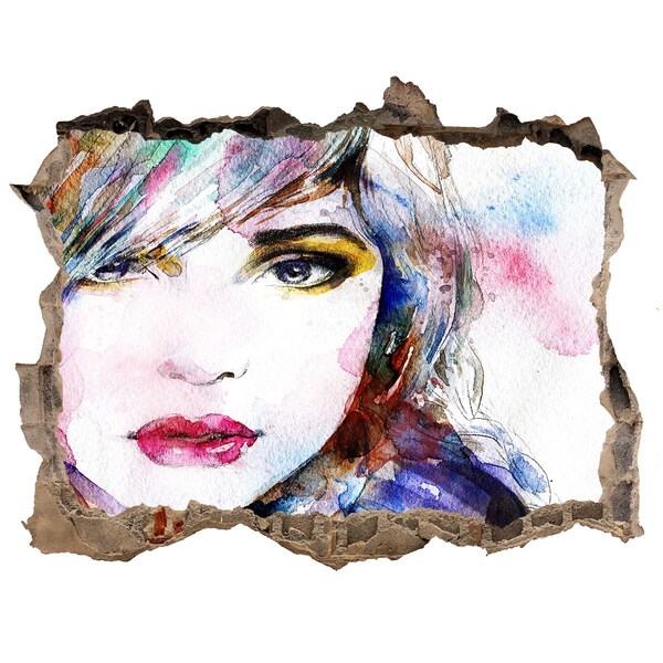 Pegatina de vinilo agujero 3d para pared Retrato en una pared rota