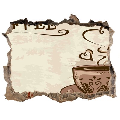 Vinilo pared rota 3d efecto realista Una encantadora taza de café humeante