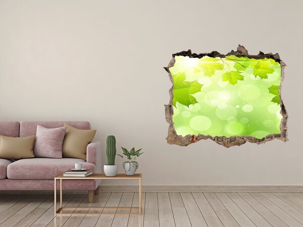 Vinilo pared rota 3d efecto realista Un oasis verde entre las hojas