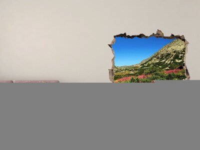 Pegatina de vinilo agujero 3d para pared Paisaje de montaña en un agujero en la pared