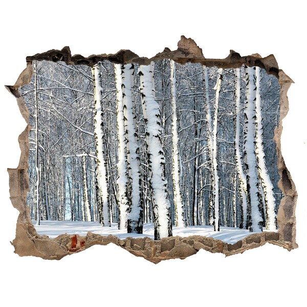Pegatina agujero en la pared autoadhesiva Bosque invernal en blanco