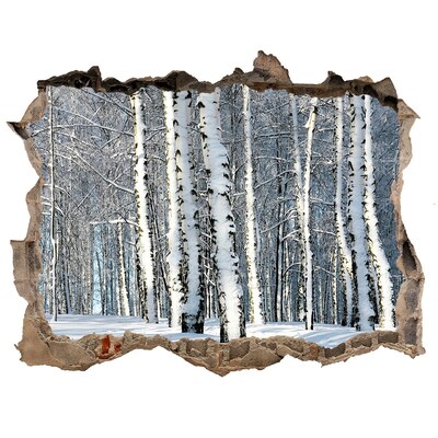 Pegatina agujero en la pared autoadhesiva Bosque invernal en blanco