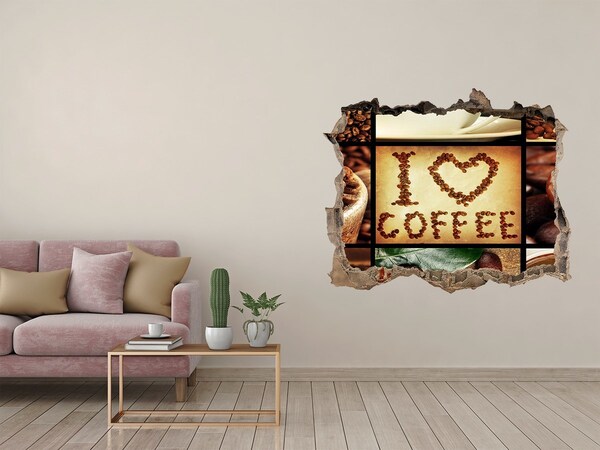Pegatina de vinilo agujero 3d para pared Café en el corazón