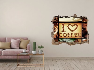 Pegatina de vinilo agujero 3d para pared Café en el corazón