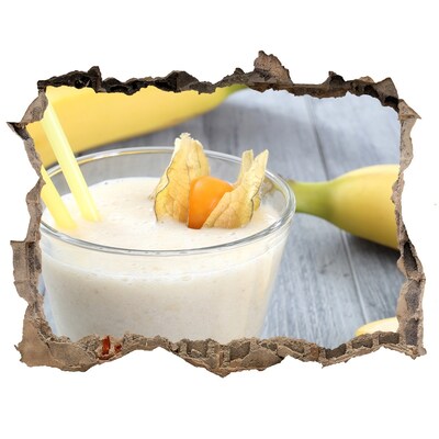 Naklejka 3D dziura na ścianę Koktajl owocowy w dziurze w ścianie