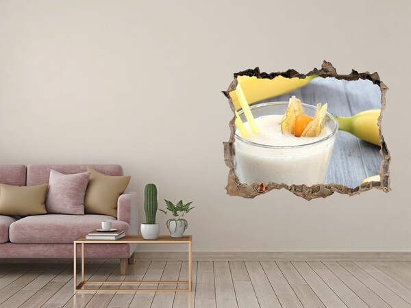 Vinilo pared rota 3d efecto realista Cóctel de frutas Hole in the Wall
