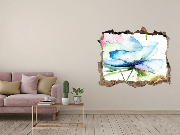 Vinilo pared rota 3d efecto realista Un sueño floral en hormigón