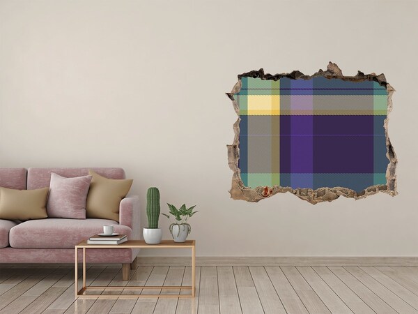 Pegatina de vinilo agujero 3d para pared Patrón de cuadros en la pared