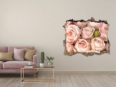 Vinilo pared rota 3d efecto realista Rosas en un agujero en la pared