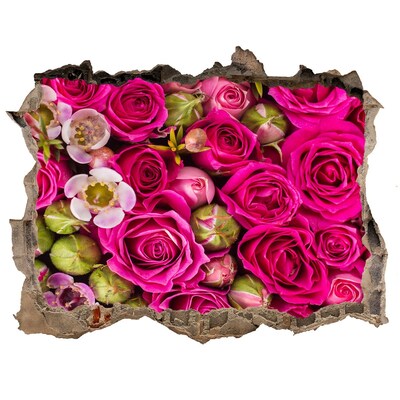 Pegatina de vinilo agujero 3d para pared Una explosión floral de rosas