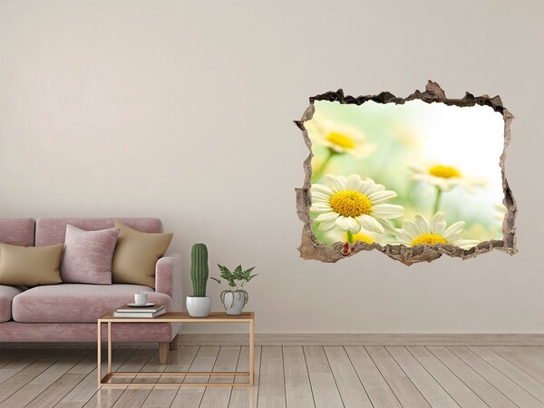 Vinilo pared rota 3d efecto realista Un paraíso de flores detrás del muro