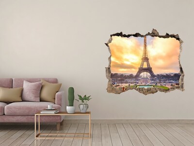 Pegatina de vinilo agujero 3d para pared La Torre Eiffel al amanecer