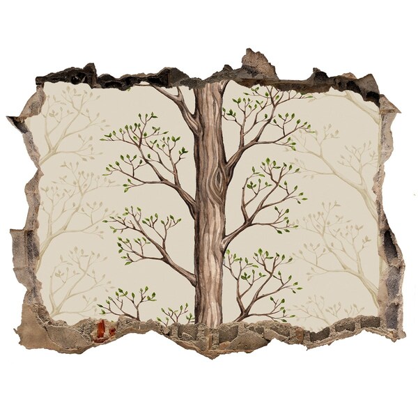 Trampantojo de pared rota efecto profundidad Muro roto con un árbol