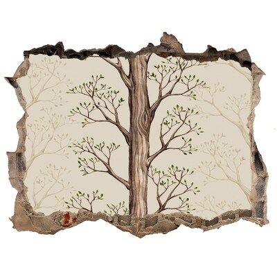 Trampantojo de pared rota efecto profundidad Muro roto con un árbol