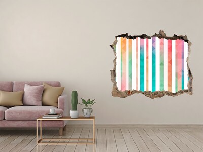 Trampantojo de pared rota efecto profundidad Geometría colorida detrás del agujero en la pared