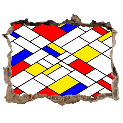 Vinilo pared rota 3d efecto realista Patrón abstracto al estilo de Mondrian