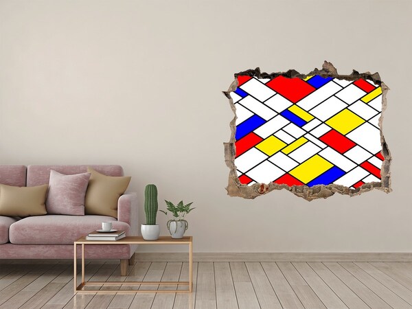 Vinilo pared rota 3d efecto realista Patrón abstracto al estilo de Mondrian