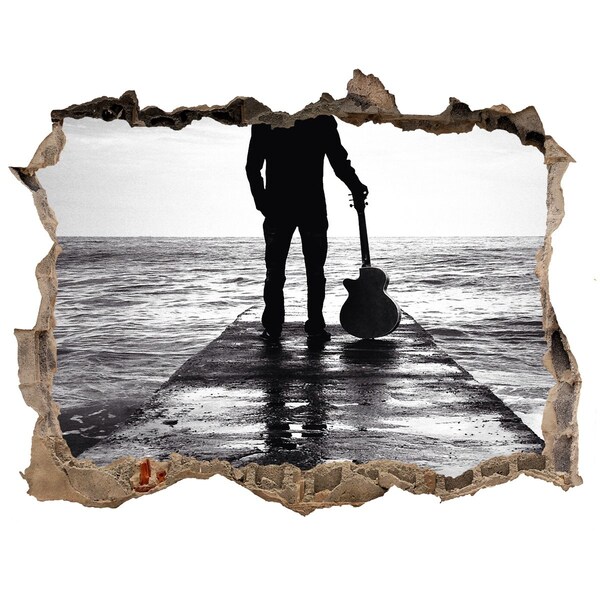 Fototapeta dziura na ścianę Muzyk na molo