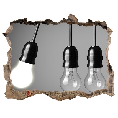 Pegatina de vinilo agujero 3d para pared Pared rota con lámparas colgantes