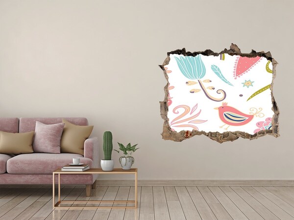 Pegatina agujero en la pared autoadhesiva El mundo colorido detrás del agujero