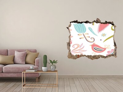 Pegatina agujero en la pared autoadhesiva El mundo colorido detrás del agujero