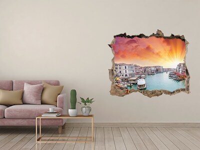 Vinilo pared rota 3d efecto realista Venecia al amanecer