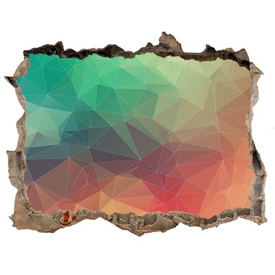 Trampantojo de pared rota efecto profundidad Geometría colorida en un agujero en la pared