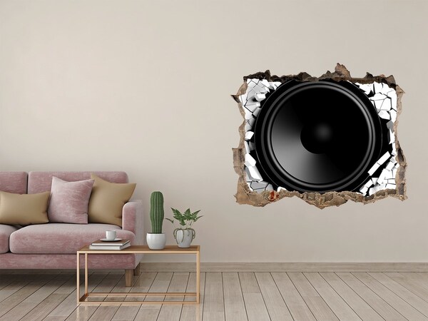Pegatina de vinilo agujero 3d para pared Un altavoz en una pared dañada