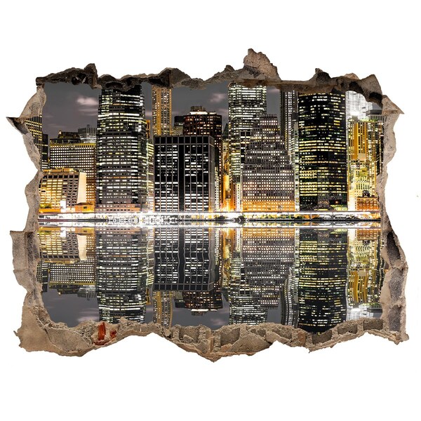 Trampantojo de pared rota efecto profundidad Vista de la ciudad de noche