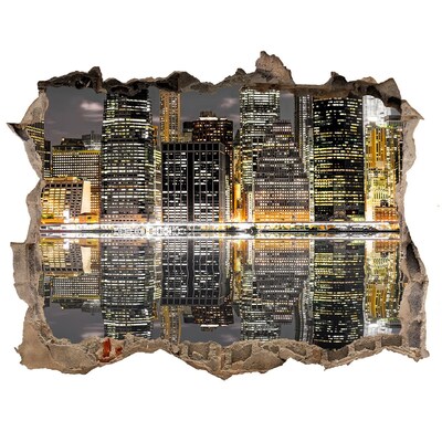 Trampantojo de pared rota efecto profundidad Vista de la ciudad de noche