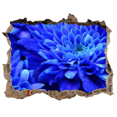 Vinilo pared rota 3d efecto realista Flor azul en un agujero en la pared