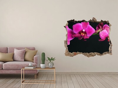 Vinilo pared rota 3d efecto realista Orquídea a través de la pared