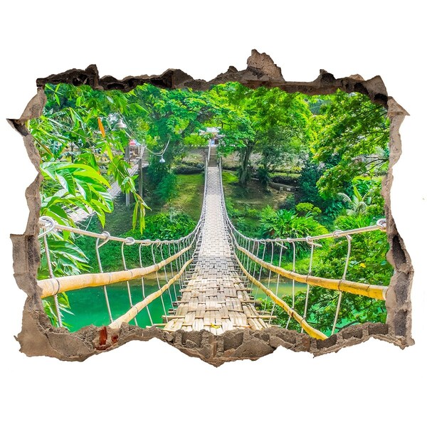 Pegatina de vinilo agujero 3d para pared Puente en la jungla