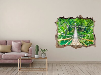 Pegatina de vinilo agujero 3d para pared Puente en la jungla