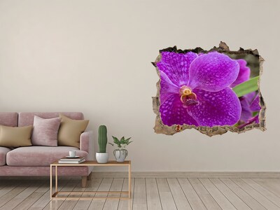 Pegatina de vinilo agujero 3d para pared Flor de orquídea en un agujero en la pared