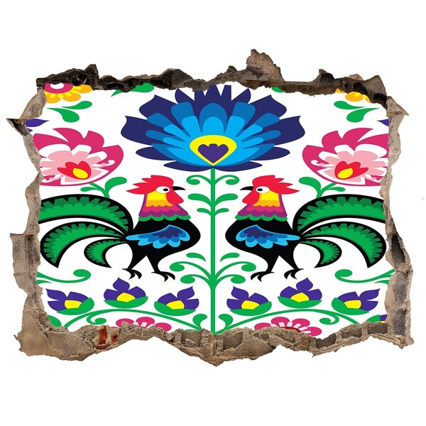 Pegatina agujero en la pared autoadhesiva Folclore floral con rebozuelos