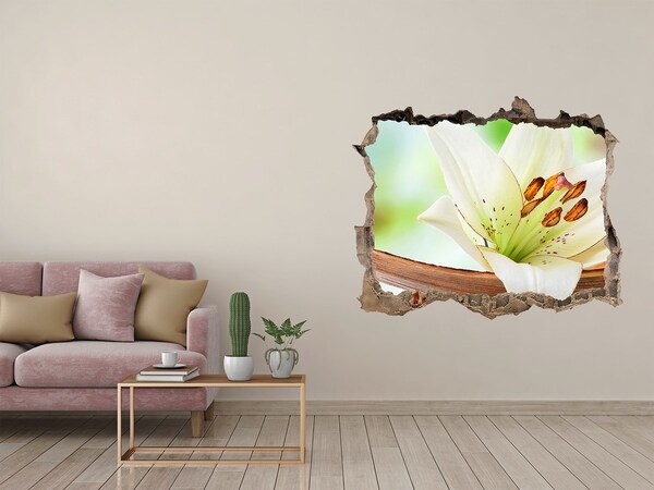 Vinilo pared rota 3d efecto realista Un oasis floral en hormigón