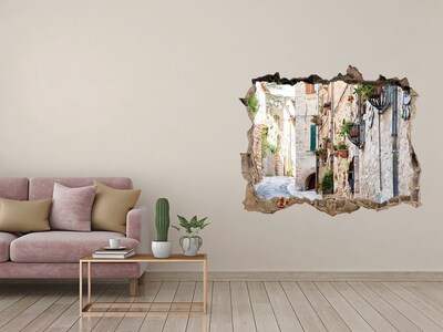 Pegatina de vinilo agujero 3d para pared Un pueblo encantador en Italia