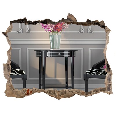 Trampantojo de pared rota efecto profundidad Una mesa dorada en un interior elegante