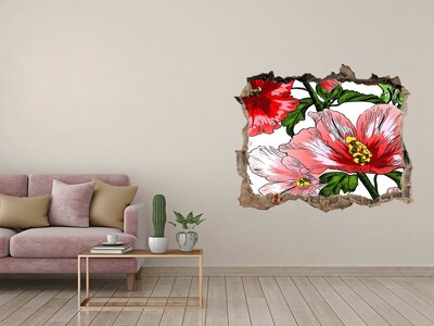Pegatina de vinilo agujero 3d para pared Flores en un agujero en la pared