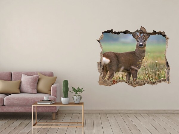 Trampantojo de pared rota efecto profundidad Corzo en su hábitat natural