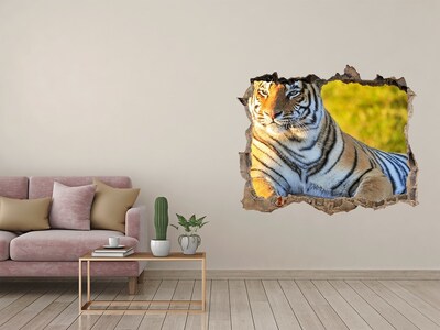 Vinilo pared rota 3d efecto realista Tigre en su hábitat natural
