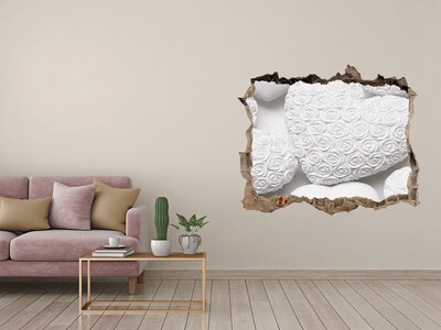 Pegatina de vinilo agujero 3d para pared Rosas blancas en un agujero en la pared