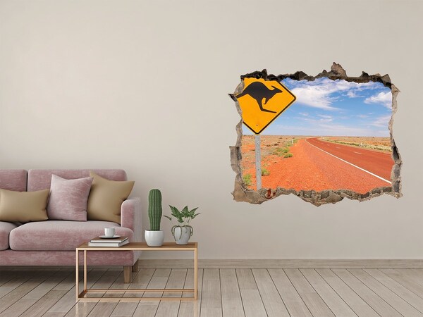 Vinilo pared rota 3d efecto realista Camino en el desierto