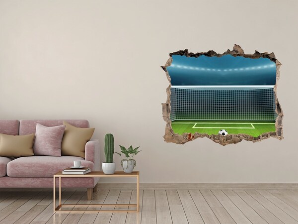 Pegatina de vinilo agujero 3d para pared El estadio de fútbol detrás del agujero en el muro