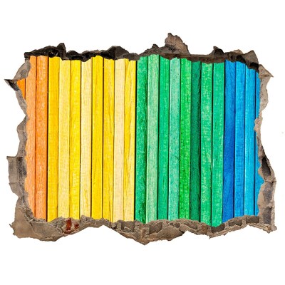 Vinilo pared rota 3d efecto realista Tableros de colores en un agujero en la pared