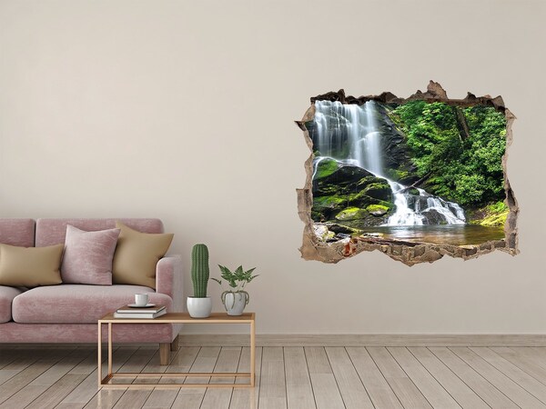 Vinilo pared rota 3d efecto realista Cascada en el bosque